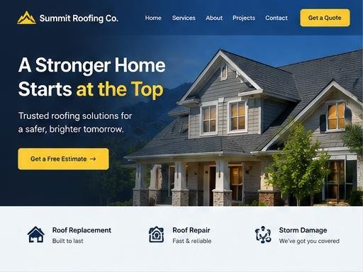 Summit Roofing Co. website design concept for a roofing business