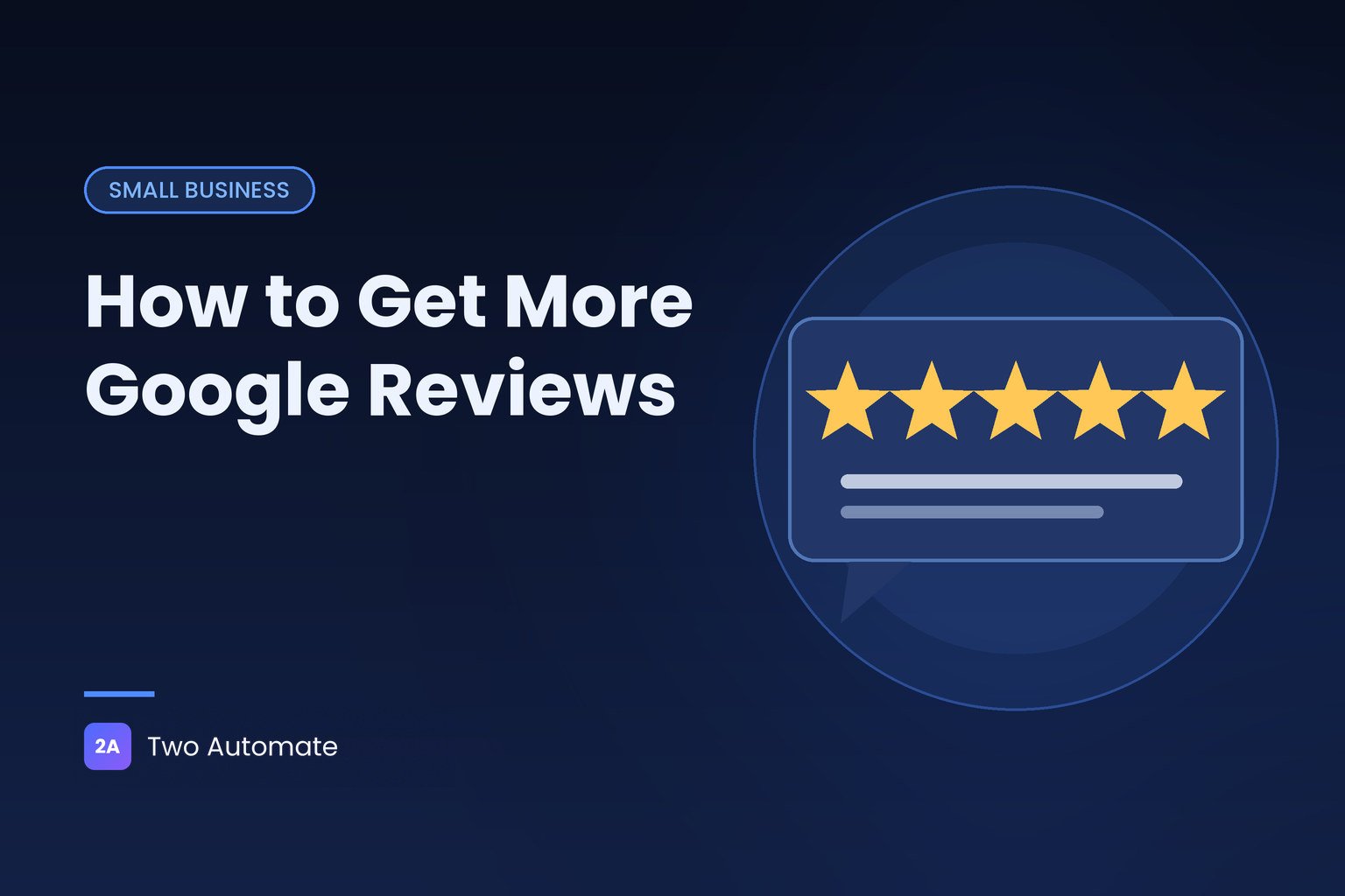 Cover graphic with five stars for a guide on how to get more Google reviews for a small business