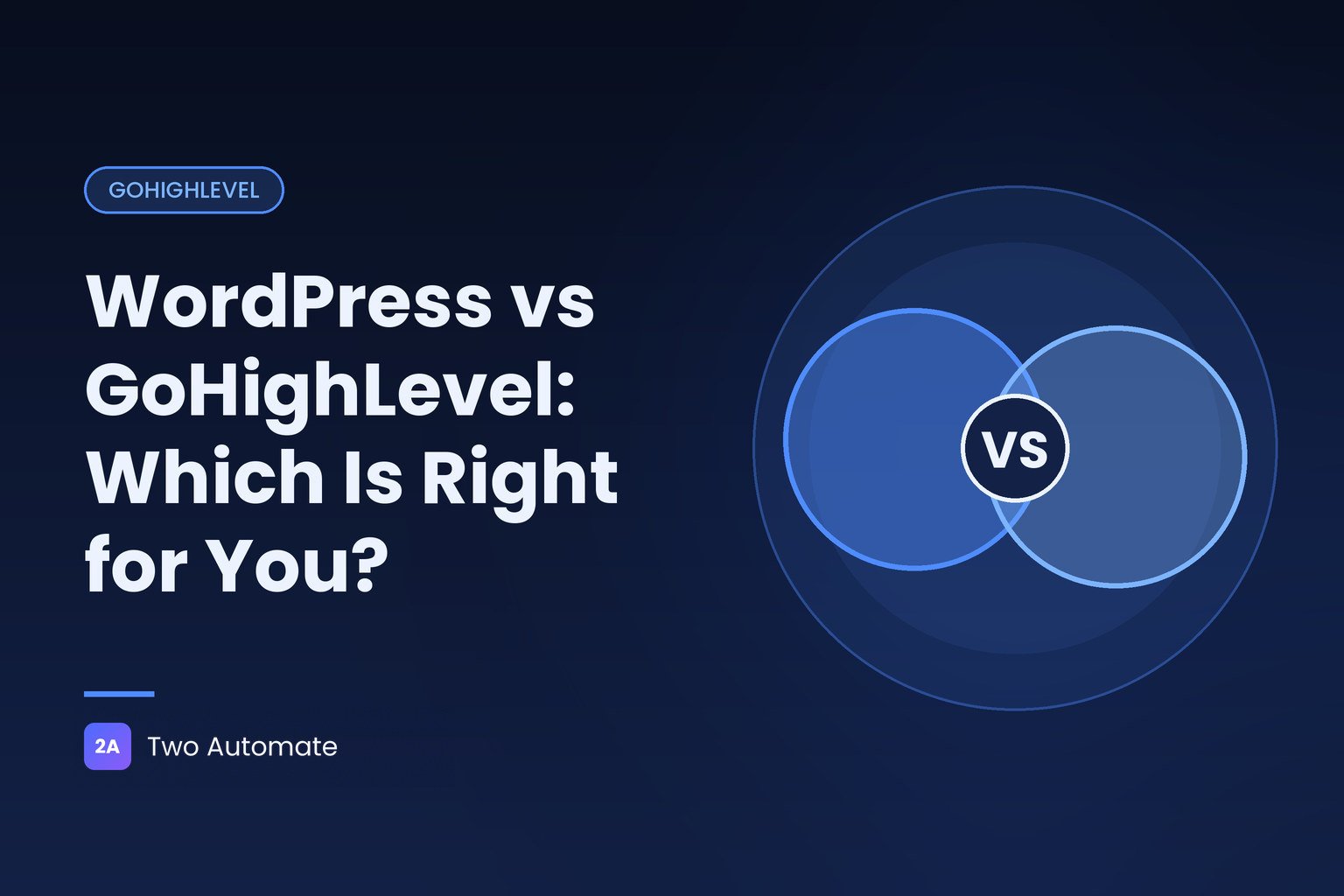 Cover graphic of two overlapping circles marked VS comparing WordPress and GoHighLevel